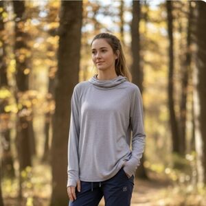 Free Fly Women's Bamboo Lightweight Hoodie XL Gray Stripe Soft